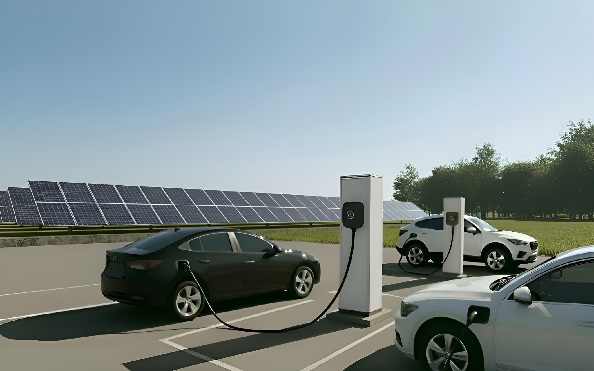 EV charging station with solar panels